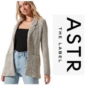 Astr The Label From Revolve Cream and Black Tweed Knit Blazer With Pockets